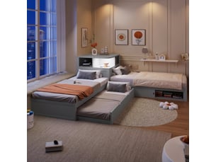 Lit gigogne 90x200 cm <strong>OKMYHOME</strong>  <strong></strong> coloris gris