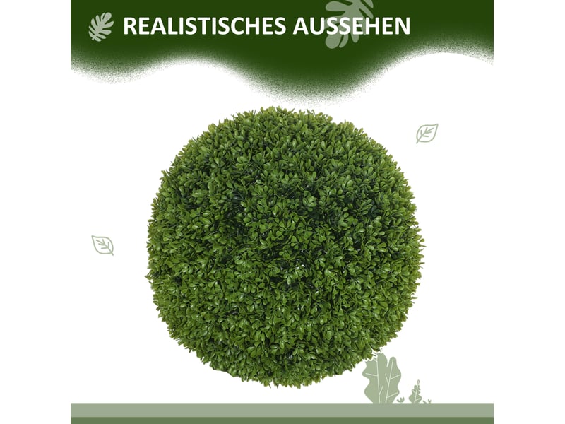  Lot de 2 boules de buis artificielles ø40 cm, plante fictive en plastique pour décoration intérieure et extérieure moderne  - Conforama E