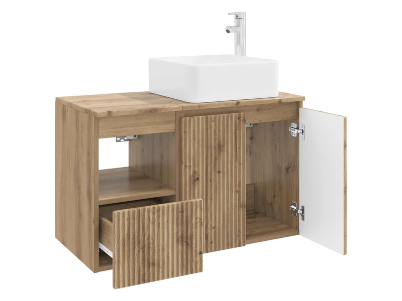  Ensemble de mobilier de salle de bain 2 pc chêne artisanal cf64064  - Conforama D