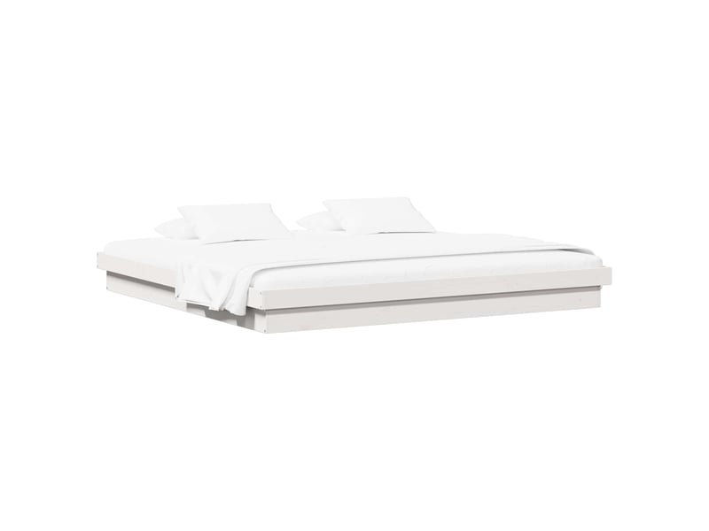  Lit double- lit adulte -  cadre de lit blanc 200 x 200 cm pin massif  - Conforama A