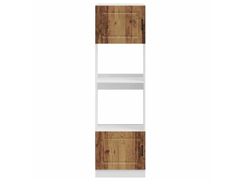  Lot de 2 armoires de four classiques 60 x 57 x 207 cm grand espace de rangement style ancien en bois d'ingénierie vieux bois 02_0055704  - Conforama B