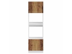 Lot de 2 armoires de four classiques 60 x 57 x 207 cm grand espace de rangement style ancien en bois d'ingénierie vieux bois 02_0055704