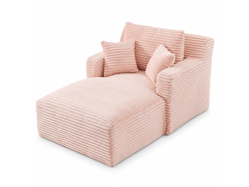  Canapé chaise longue convertible 1 place rose en velours côtelé, assise ressorts, sans montage Fay Lum - Conforama A