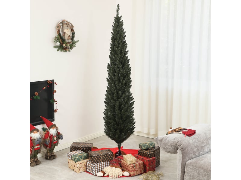  Sapin de noël artificiel, arbre de noël, base en acier, 390 branches épines, ø 55 x 195h cm, décoration de noël, vert  - Conforama A