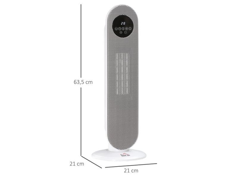  Chauffage d'appoint radiateur soufflant radiateur céramique oscillant 15-40°c avec télécommande 13002000w, 21 x 21 x 63,5 cm  - Conforama C