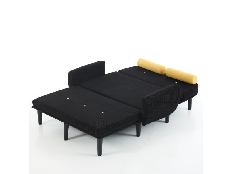 Fauteuil relax noir en velours côtelé avec coffre de rangement et dossier ajustable pour salon moderne - Conforama W