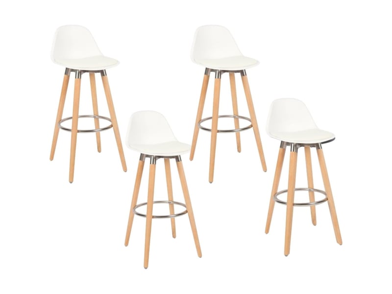 Lot 4 tabourets de bar blanc pieds bois de hêtre 39,5 x 44 x 91 cm 62511 - Conforama A