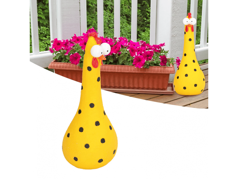  Statue de poulet à long cou, microlandschaft, statues de jardin en résine faites à la main pour décoration de jardin (jaune)  - Conforama B