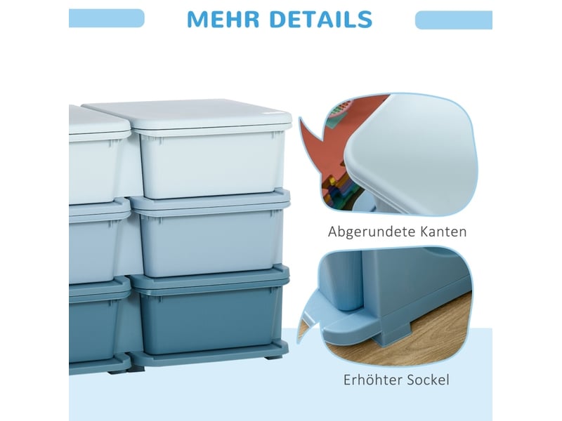  Meuble de rangement enfant en plastique 75 x 37 x 56,5 cm – bleu – 6 tiroirs pour jouets  - Conforama E