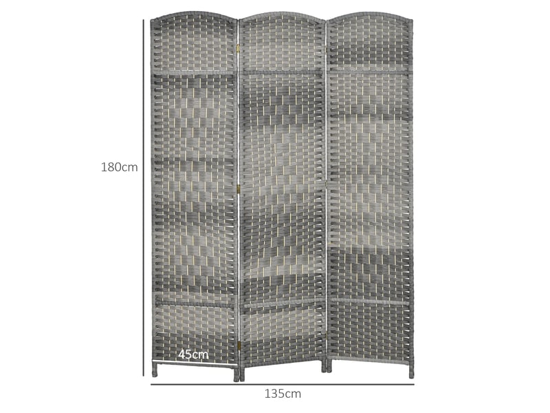  Paravent intérieur en bois 3 panneaux séparateur de pièce pliable pour salon chambre gris 135 x 180 cm  - Conforama C