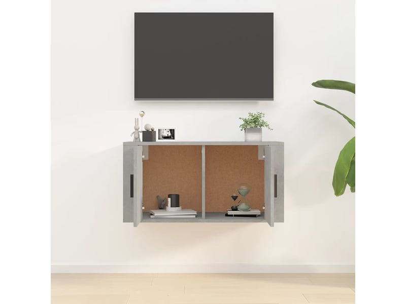  Meuble tv - banc tv - meuble de rangement mural gris béton 80x34,5x40 cm  - Conforama C