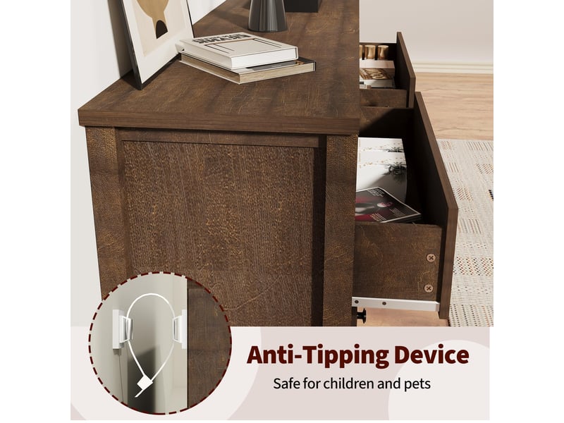  Commode scandinave 3 tiroirs en bois naturel – table de chevet à rainures – grand meuble de rangement pour chambre, salon-marron PHK_34TJYWFP - Conforama B
