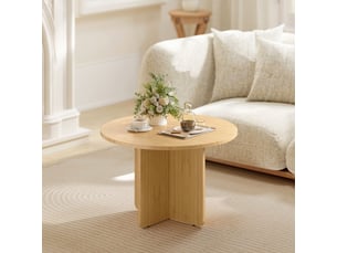 Table basse rond(e) coloris naturel STILVORA - 66 cmx66 cm