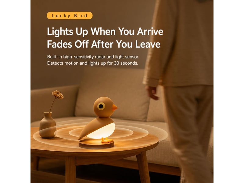  Veilleuse murale oiseau rechargeable avec détecteur de mouvement, fixation magnétique et commande tactile  - Conforama E