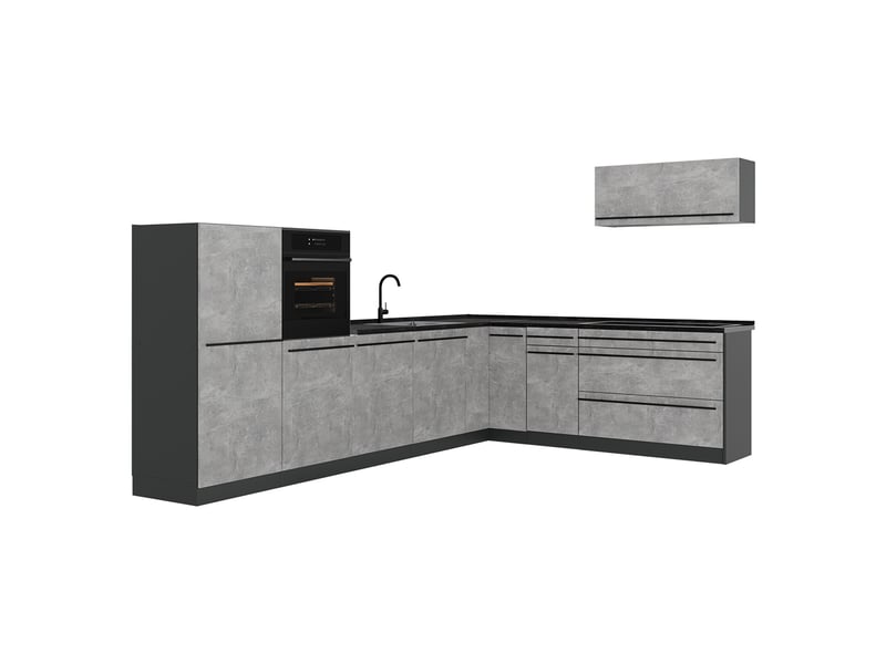 Vicco cuisine en angle, bétonanthracite, 327 x cm plan de travail anthracite - Conforama A