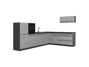 Vicco cuisine en angle, bétonanthracite, 327 x cm plan de travail anthracite