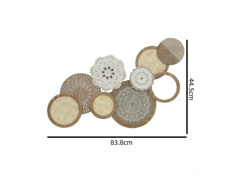  Décoration murale en mdf et bois avec panneaux tressés et motifs sculptés, effet bois naturel 83,8 × 4,4 × 44,5 cm  - Conforama E