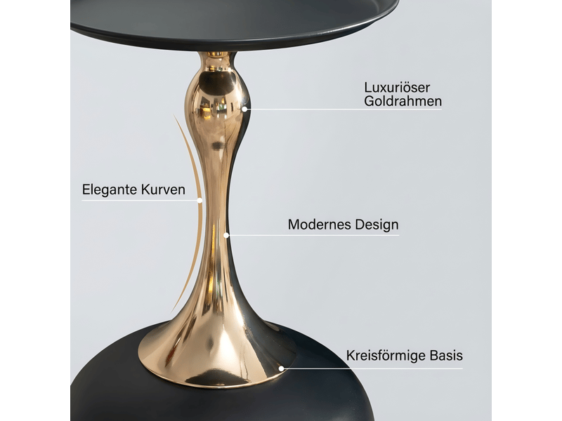  Table basse 38 cm table de salon ronde noire format rond base en métal coloris noir petit format style moderne table d'angle  - Conforama E