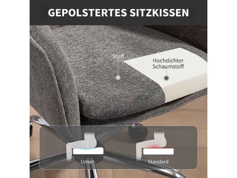  Chaise de bureau pivotante à roulettes en tissu gris  - Conforama E