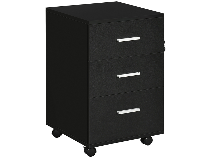  Caisson de bureau rangement bureau sur roulettes 3 tiroirs verrouillables 40 x 40 x 61,5 cm noir  - Conforama B