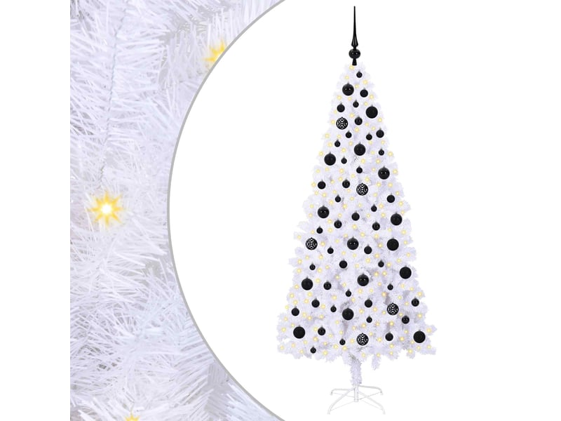  Sapin de noël artificiel, arbre de noël avec 300 led blanc 180 cm pvc et acier shl9230  - Conforama A