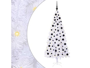 Sapin de noël artificiel, arbre de noël avec 300 led blanc 180 cm pvc et acier shl9230