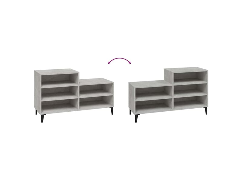  Meuble à chaussure, armoire à chaussures gris béton 102x36x60 cm bois d'ingénierie shl6872  - Conforama E