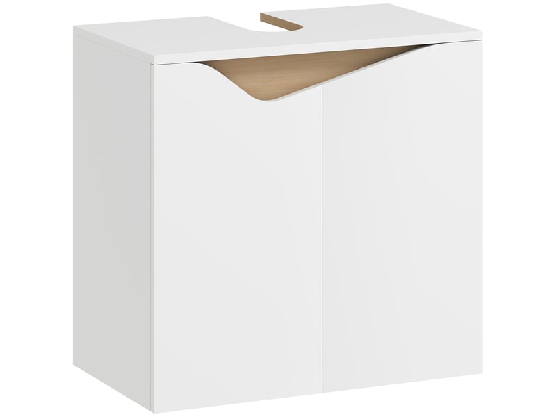  Meuble sous-évier avec 2 portes à fermeture douce pour lavabo sans colonne, 60 x 35 x 57,9 cm, blanc  - Conforama A