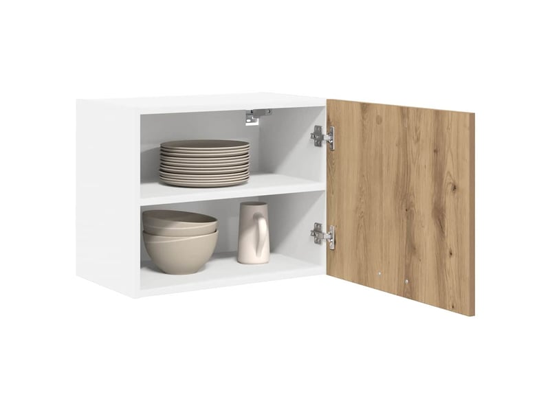  Meuble de rangement cuisine, armoire suspendue chêne artisan et blanc 50x31x40cm  - Conforama C