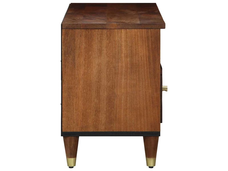  Meuble tv - banc tv - meuble de rangement marron miel 100 x 33 x 46 cm bois de mangue massif  - Conforama D