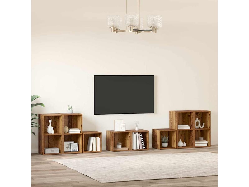  Ensemble de meubles tv - banc tv - meuble de rangement 8 pcs bois ancien bois d'ingénierie  - Conforama D