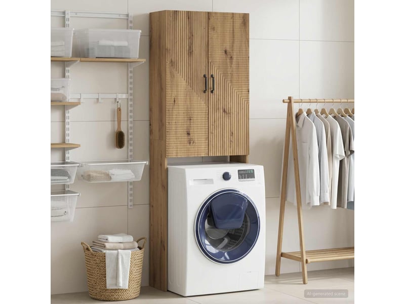  Armoire de toilette, meuble de toilette haarlem chêne artisanal 66x25.5x190 cm  - Conforama B