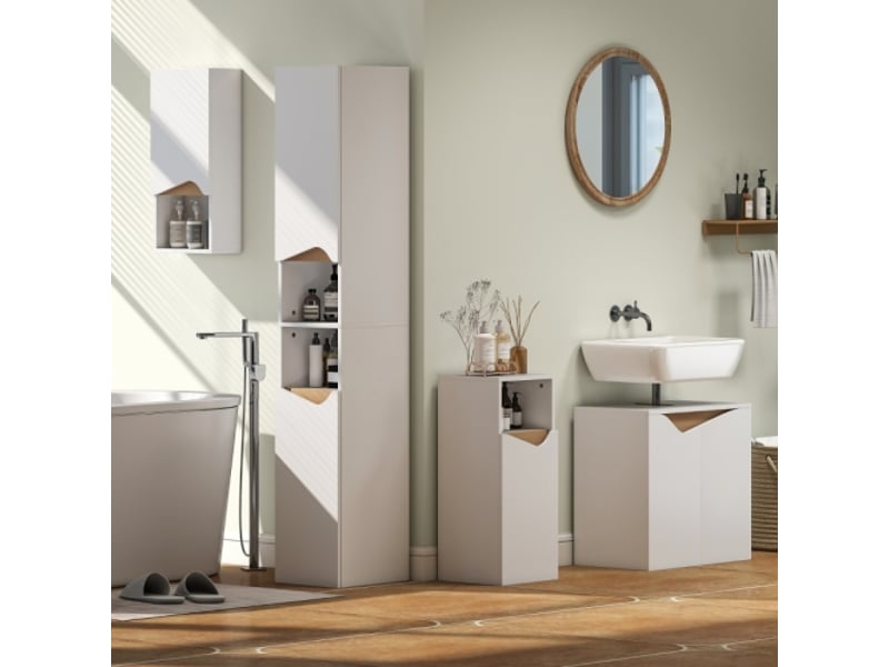  Meuble sous lavabo blanc 60x35x57,9 cm avec portes à fermeture douce, salle de bains  - Conforama D