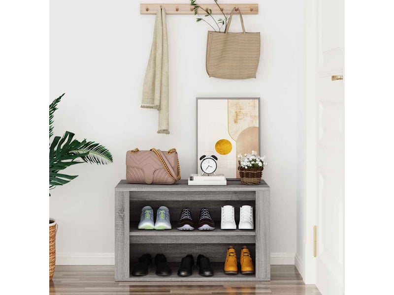  Meuble à chaussures, étagère à chaussures sonoma gris 75x35x45 cm bois d'ingénierie  - Conforama C