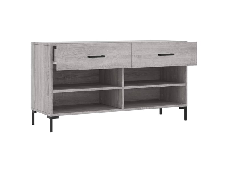  Banc à chaussures, meuble à chaussures sonoma gris 102x35x55 cm bois d'ingénierie shl3210  - Conforama E