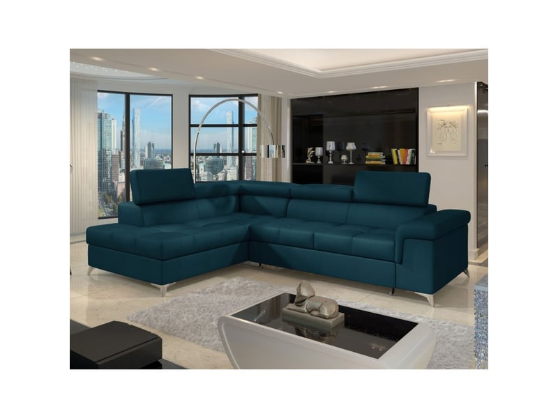  Canapé d'angle convertible palazzo 4 places bleu foncé – angle gauche avec 1 coussin  - Conforama E
