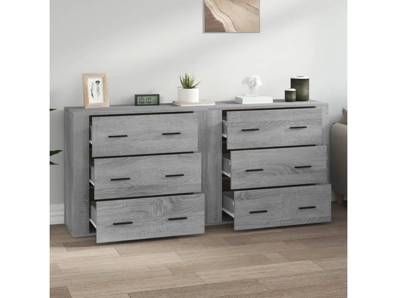  Buffets 2 pcs - bahut - meuble de rangement sonoma gris bois d'ingénierie  - Conforama C