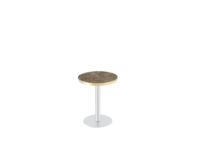  Table d’appoint ronde moderne, plateau uv effet marbre, acier inoxydable doré, base stable  - Conforama D