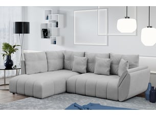Canapé d'angle réversible convertible <strong>AX LIVING </strong> <strong>Corleone</strong> 4 places Velours gris avec coffre de rangement