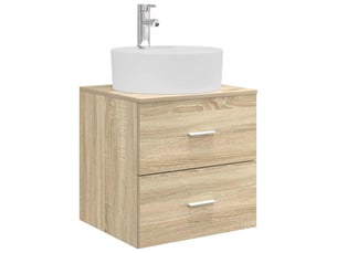 Vanité de lavabo mural, meuble de rangement chêne sonoma 49.5x44.5x65 cm shl6567