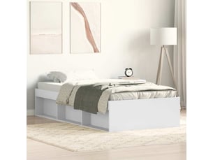 Lit adulte, lit simple, cadre de lit sans matelas blanc 100x200cm cf11155