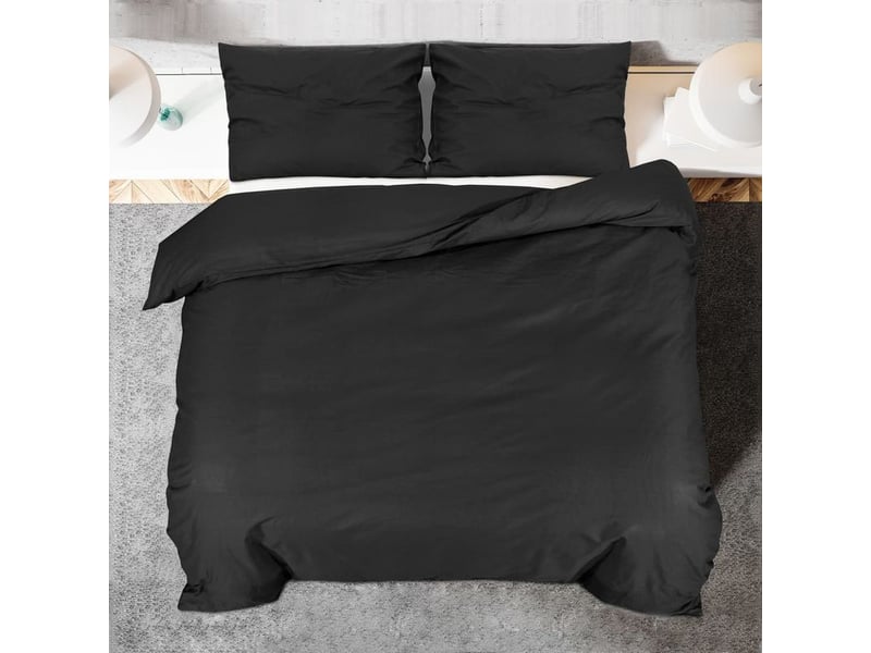 Ensemble de housse de couette noir 140x200 cm coton - Conforama D