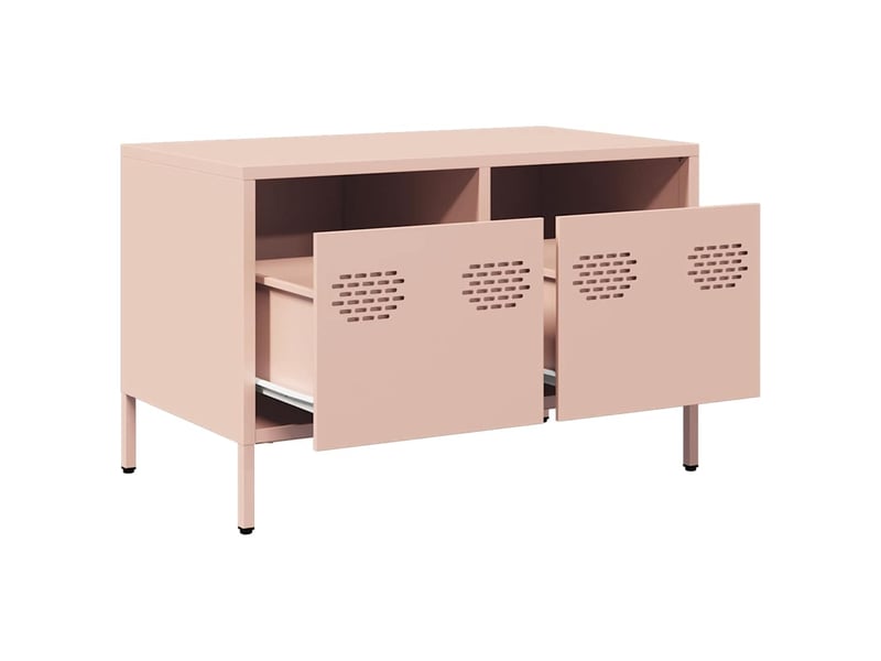  Meuble tv - banc tv - meuble de rangement rose 68x39x43,5 cm acier laminé à froid  - Conforama E