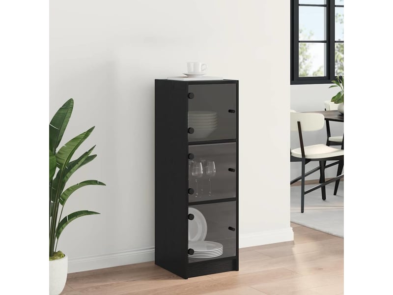  Buffet - haut armoire chêne noir 35 x 37 x 109 cm bois d'ingénierie  - Conforama D