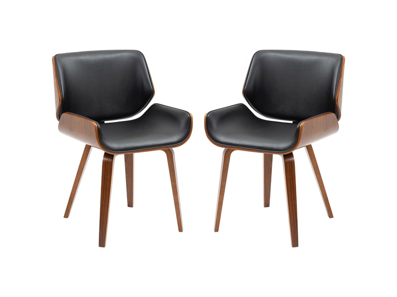  Lot de 2 chaises de salle à manger style vintage assise revêtement synthétique 53l x 54p x 81h cm noir marron  - Conforama B