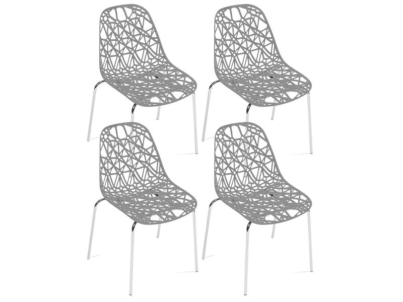  Lot de 4 chaises de cuisine iko avec assise nid d’abeille grise et pieds chromés  - Conforama A