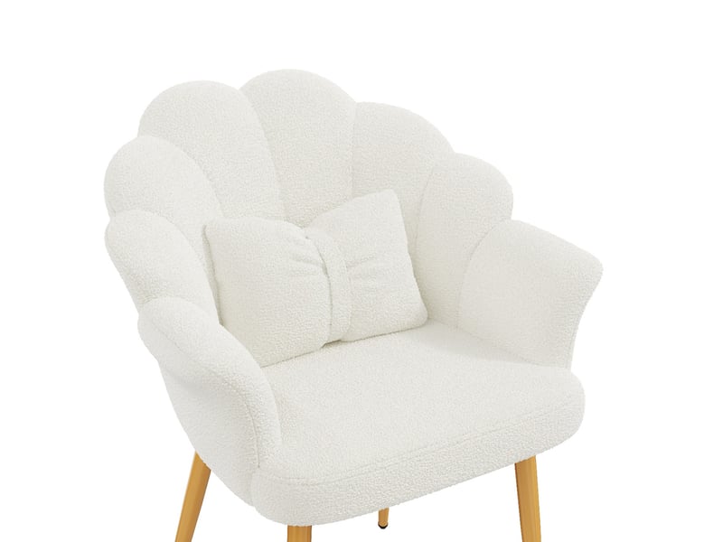 Lot de 6 fauteuils de salle à manger 64 x 65,5 x 85 cm blancs, tissu peluche, accoudoirs et coussins - Conforama E