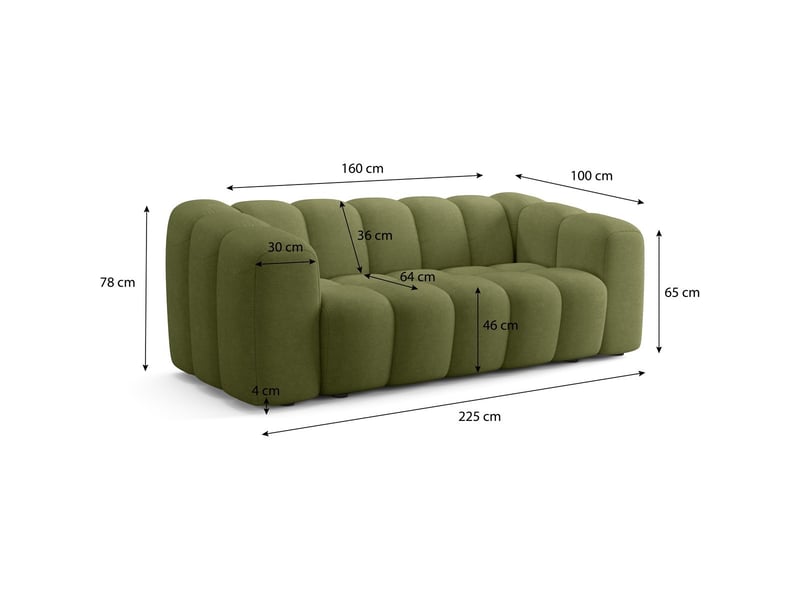 Canapé capitonné convertible 3 places en tissu chenille vert olive - ouverture express - belleville Belleville - Conforama C