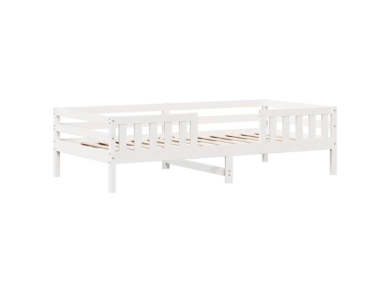 Lit simple- lit adulte - cadre de lit sans matelas blanc 80x200 cm bois massif de pin - Conforama B
