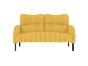 Canapé 2 places en velours côtelé jaune avec dossier haut et accoudoirs ergonomiques pour salon